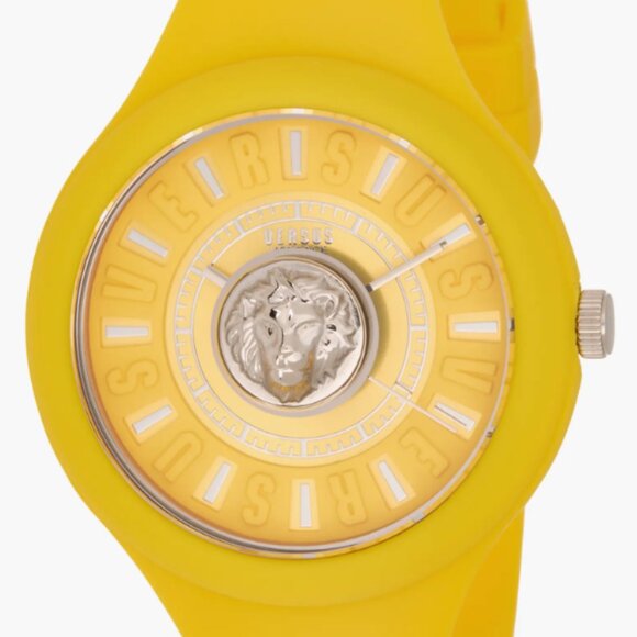 VERSUS Versace Fire Island Lion Silicone Strap Watch, 44mm Yellow main image 7